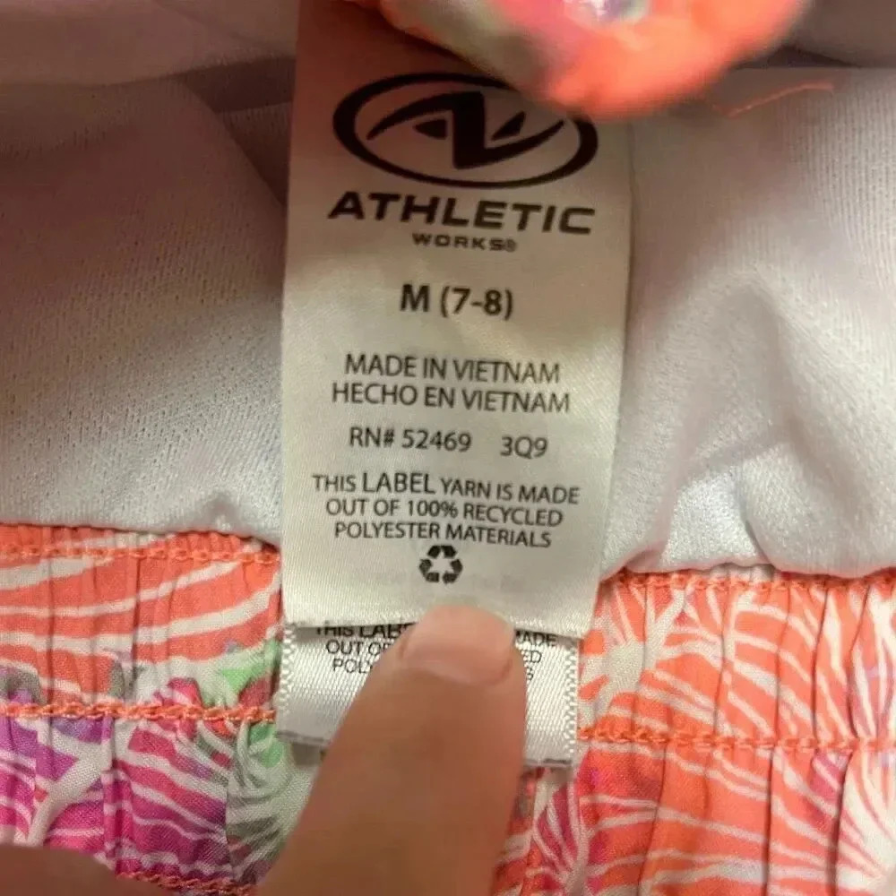 🌟 Athletic Works Girls Running Shorts Size 7-8 Multicolor Floral Print Summer 🌟 - Picture 2 of 4